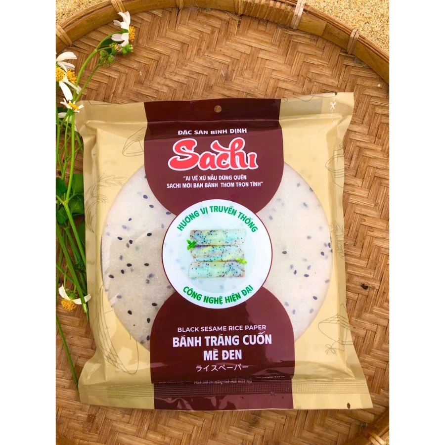 Bánh Tráng Gạo Mè Đen Sachi nhúng không dính (túi 14 lá)