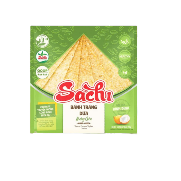 Bánh Tráng Dừa Nướng Giòn Sachi 70G