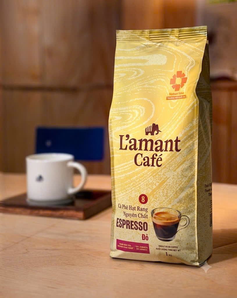 Espresso Đỏ 100% Robusta - Cà phê hạt rang nguyên chất 1Kg